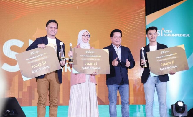 Direktur Utama BSI Hery Gunardi pada Awarding Talenta Wirausaha BSI dan BSI Aceh Muslimpreneur
