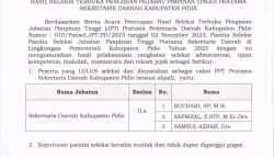 Pengumuman kelulusan tiga pejabat sebagai calon Sekda Pidie