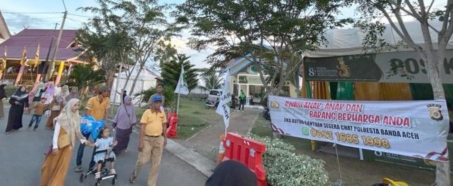 Guna mencegah tindak pidana kejahatan di area PKA 8, Polresta Banda Aceh memasang spanduk imbauan guna meminimalisir kejahatan di Taman Sulthanah Safiatuddin Banda Aceh