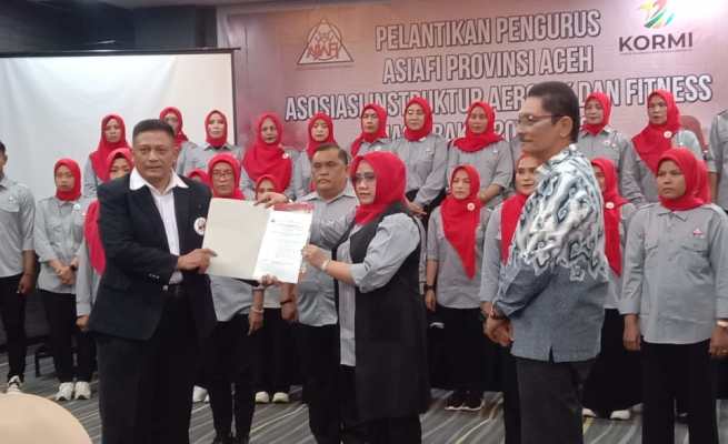 Ketua Pengprov Asiafi Aceh Periode 2024 - 2028 Sri Maulina MD resmi dilantik, Rabu (3/1) malam, di Hotel Kyriad Muraya Banda Aceh