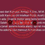 Beredarnya pesan WhatsApp berisikan informasi terkait sudah teridentifikasinya 23 geng motor di Aceh membuat masyarakat resah