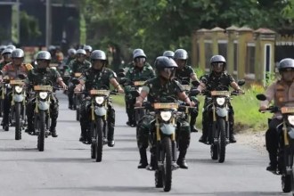 Patroli trail ratusan TNI-Polri di Wilayah Kota Lhokseumawe dan Aceh Utara, Sabtu (17/2)