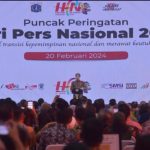 Presiden Jokowi menghadiri Puncak Peringatan HPN 2024, di Econventional Hall Ecopark Ancol, Jakarta, Selasa (20/2)