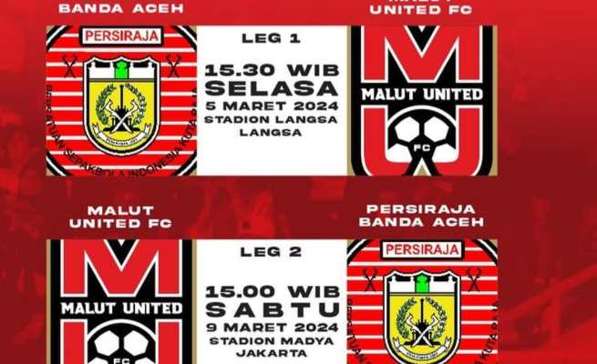 Persiraja Banda Aceh dan Malut United akan bentrok pada laga perebutan peringkat ketiga Pegadaian Liga 2 2023/2024 pada 5 dan 9 Maret