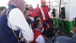 Direktur Keuangan PT Pertamina Patra Niaga Arya Suprihadi, Komisaris Pertamina Patra Niaga Muhammad Yusni dan Executive General Manager Pertamina Patra Niaga Regional Sumbagut, Freddy Anwar melakukan peninjauan kesiapsiagaan Satgas Ramadhan Idul Fitri (Rafi) 2024 di wilayah Aceh