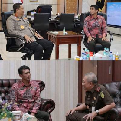 Kepala BNNP Aceh Brigjen Pol Marzuki Ali Basyah melakukan kunjungan silaturahmi dengan Kapolda Aceh Irjen Pol Achmad Kartiko dan Kajati Aceh Joko Purwanto, Selasa (16/4)