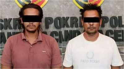 SL (33) dan ML alias Simin (39), dua pelaku penganiayaan yang memotong dua telinga warga Lamteh Ulee Kareng Banda Aceh ditangkap. (Foto: Dok. Polresta Banda Aceh)
