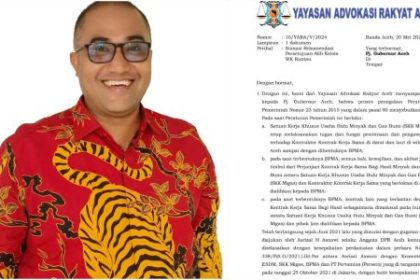Ketua YARA Safaruddin melayangkan somasi kepada Pj Gubernur Aceh Bustami Hamzah