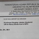 Surat Rektor UIN Ar-Raniry yang menyatakan dua akademisi UIN Ar-Raniry rangkap jabatan di MPA tanpa izin rektor. (Foto: Dok. Info Aceh)