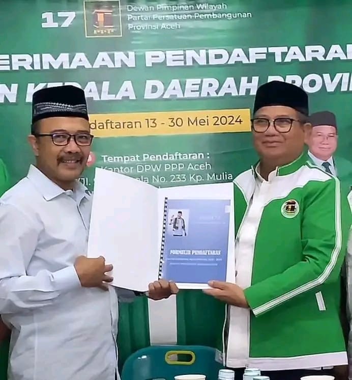 Muhammad Nazar mendaftar sebagai bakal calon gubernur Aceh ke DPW PPP Aceh, Senin (27/5). (Foto: For Infoaceh.net)