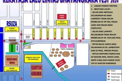 Polisi melakukan rekayasa lalu lintas saat berlangsungnya Bhayangkara Fest 2024 di arena PKA, Lampriet, Banda Aceh. Foto: Istimewa