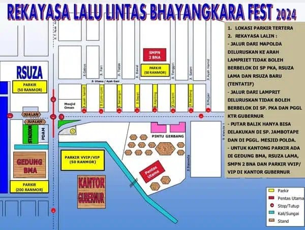 Polisi melakukan rekayasa lalu lintas saat berlangsungnya Bhayangkara Fest 2024 di arena PKA, Lampriet, Banda Aceh. Foto: Istimewa