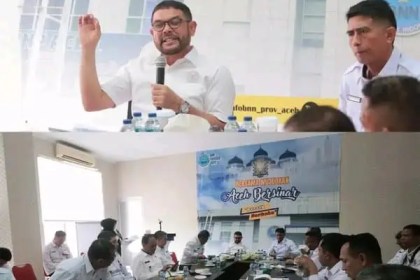 Kepala BNNP Aceh Brigjen Pol Marzuki Ali Basyah menerima audiensi dan silaturahmi Anggota Komisi III DPR RI M Nasir Djamil, di Kantor BNNP Aceh, Senin (15/7). Foto: For Infoaceh.net