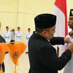 Pj Bupati Aceh Besar Muhammad Iswanto bersama Forkopimda saat pengukuhan Paskibraka Kabupaten Aceh Besar 2024 di Gedung SKB, Kota Jantho, Jum'at (16/8). Foto: Istimewa