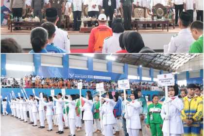 Pj Bupati Aceh Besar Muhammad Iswanto saat membuka secara resmi cabang olahraga Kurash PON XXI/2024 Aceh-Sumut yang dilangsungkan di Gedung Hall A JSC Kota Jantho, Aceh Besar, Rabu (11/9). (FOTO/MC ACEH BESAR)