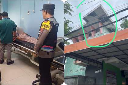 Seorang Murid SDN 62 Banda Aceh meninggal dunia tertimpa reruntuhan plafon bangunan sekolah saat angin kencang, Rabu (18/9). (Foto: Polsek Lueng Bata)