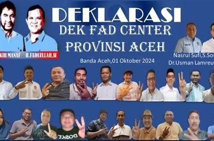 Sejumlah tokoh bergabung dalam Dek Fad Center sebagai Tim Pemenangan Muzakir Manaf (Mualem)-Fadhlullah (Dek Fad).