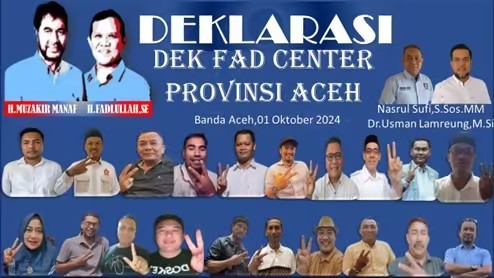 Sejumlah tokoh bergabung dalam Dek Fad Center sebagai Tim Pemenangan Muzakir Manaf (Mualem)-Fadhlullah (Dek Fad).