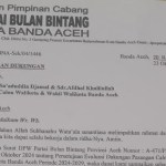 Surat DPC PBB Kota Banda Aceh yang mencabut dukungannya dari pasangan calon wali kota/wakil wali kota Banda Aceh nomor urut 01, Illiza Sa'adudin Djamal-Afdhal Khalilullah.