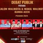 KIP Kota Banda Aceh menggelar debat publik perdana pada Rabu, 30 Oktober 2024.