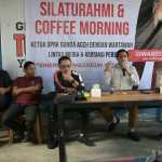 Ketua DPRK Banda Aceh Irwansyah, saat bersilaturahmi dan coffee morning dengan awak media di Warung Kopi Sekber Jurnalis Aceh, Jalan SA Mahmudsyah, Banda Aceh, Selasa (12/11)