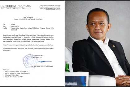 Universitas Indonesia (UI) menangguhkan kelulusan gelar doktor Menteri ESDM yang juga Ketua Umum DPP Partai Golkar Bahlil Lahadalia.