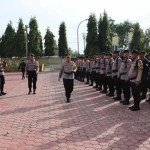 Apel pergeseran pasukan pengamanan TPS Pilkada 2024 di Polres Aceh Tamiang, Senin, 25 November 2024
