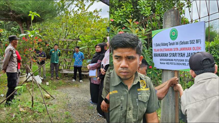Ketua MS Jantho Aceh Besar Dr Muhammad Redha Valevi SH.I MH memimpin langsung sidang Descente perkara harta bersama dan kewarisan di Kecamatan Darul Imarah, Aceh Besar, Kamis (19/12). (Foto: For Infoaceh.net)