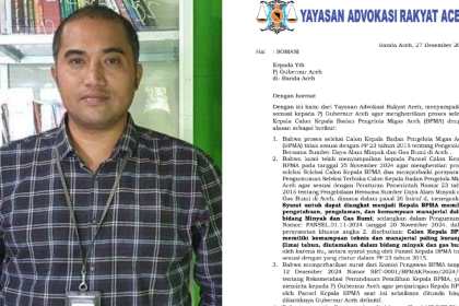 Ketua YARA melayangkan somasi kepada Pj Gubernur Aceh agar menghentikan proses seleksi Calon Kepala BPMA