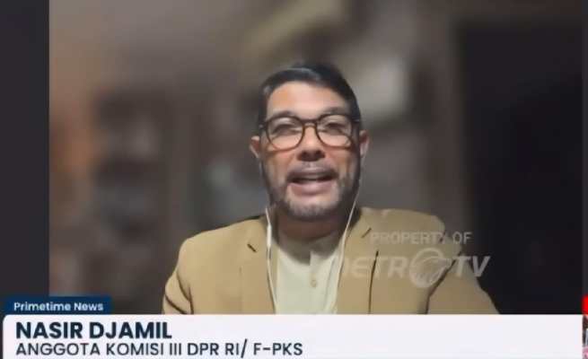 Anggota Komisi III DPR RI dari Fraksi PKS, M Nasir Djamil dalam wawancara di kanal Metro TV