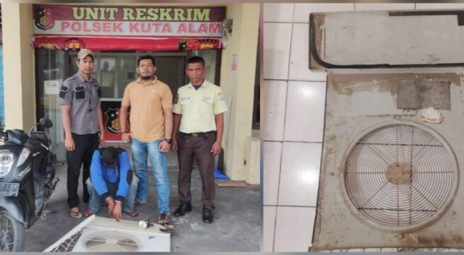 Pelaku diamankan bersama barang bukti di Mapolsek Kuta Alam, Banda Aceh, Selasa, 17 Juni 2025. (Foto: Dok. Polsek Kuta Alam)
