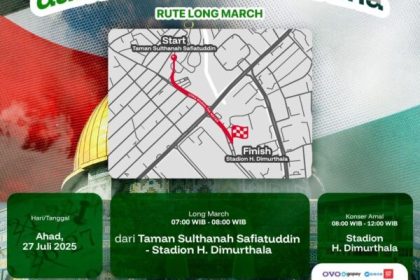Rute dan lokasi parkir gelaran Aksi Bela Palestina, di Banda Aceh, Ahad pagi (27/7/2025).