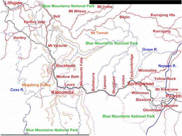 Blue Mountains Online Maps Tourist Information From Info Blue Mountains Map Bm Small 1 