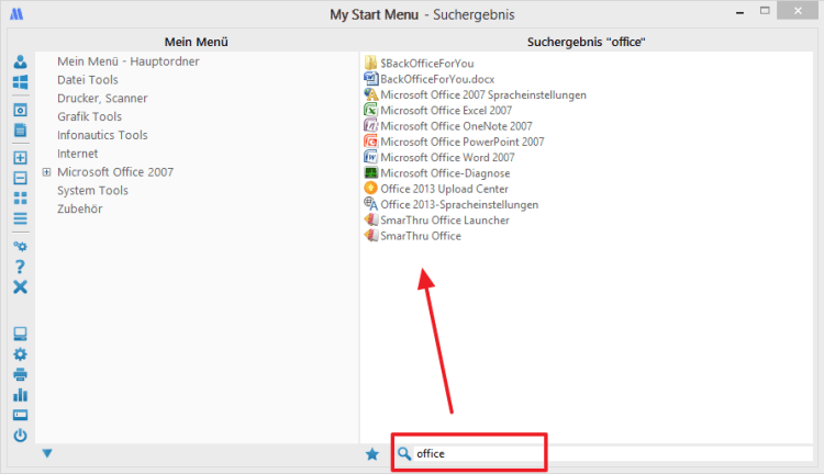 Suchfunktion in My Start Menu für Windows