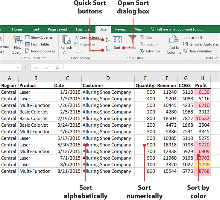 Sorting Data In Microsoft Excel 2016 Using The Sort Dialog Box Informit