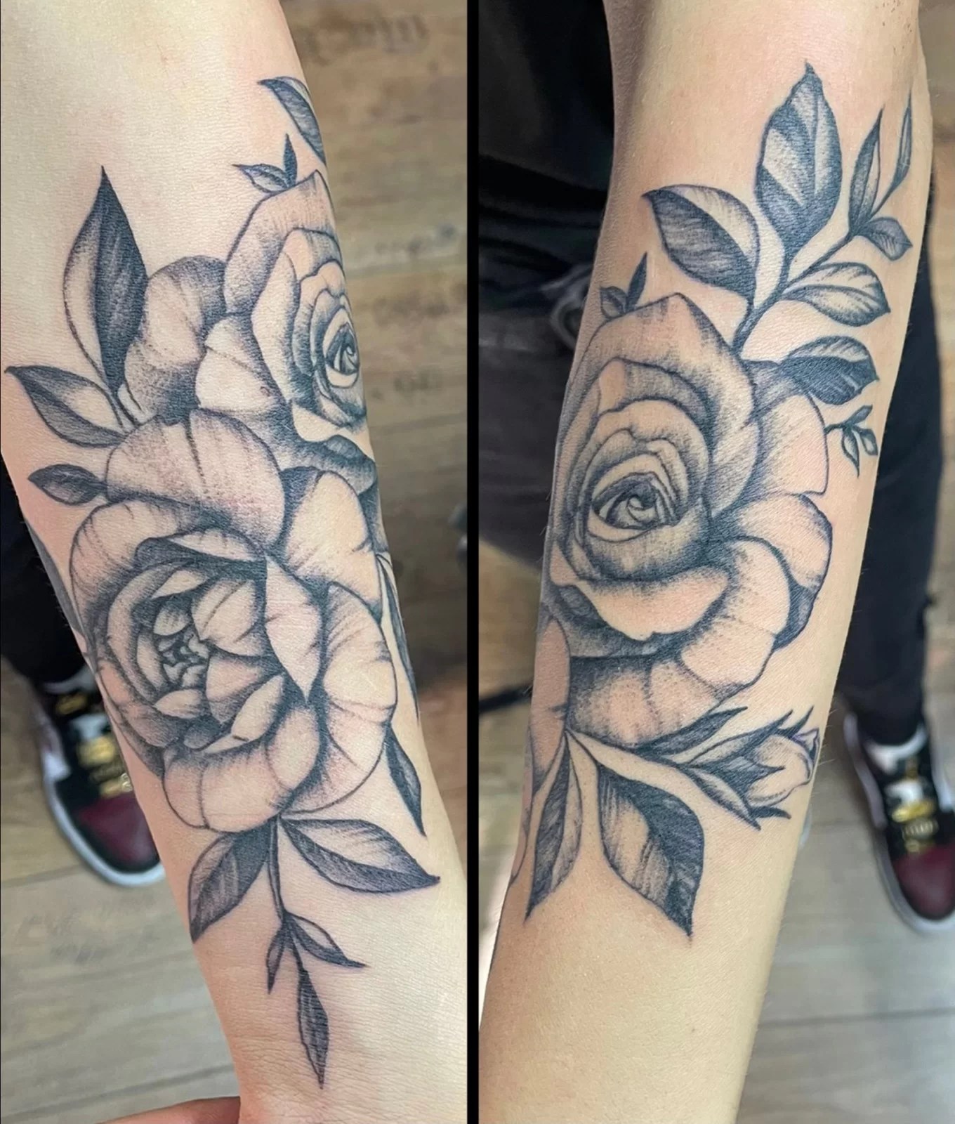 rose tattoo unterarm