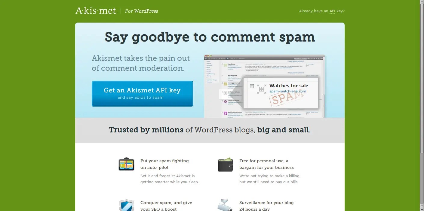How to find free akismet api key · create a wordpress.com blog. Wordpress Comment Spam Prevention With Akismet Inmotion Hosting