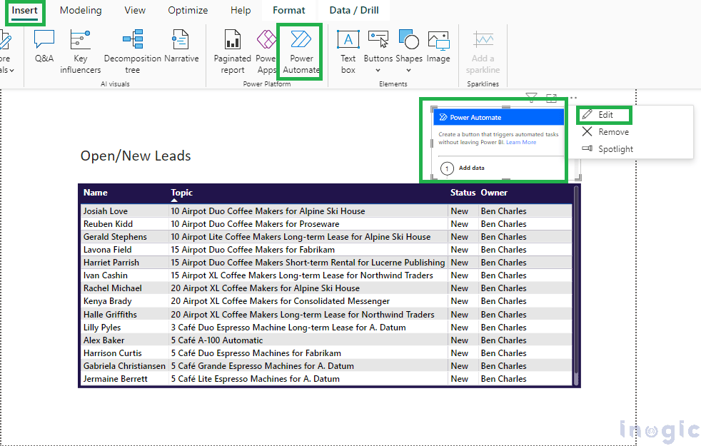 Automating Tasks in Power BI Reports with Power Automate Buttons