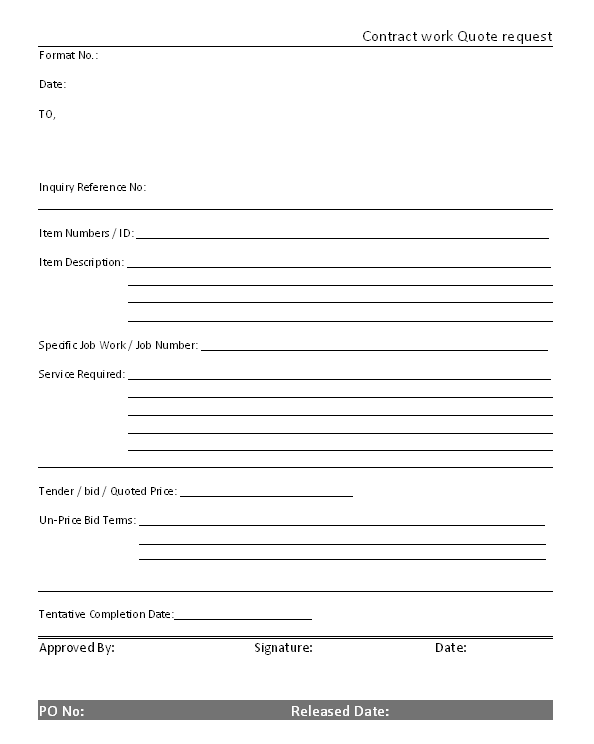 Contract Work Quote Request Letter
