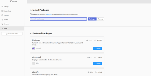 Scheda Install in Preferenze