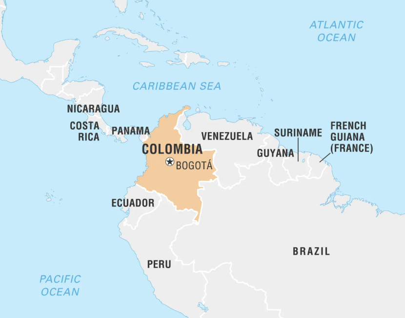 Colombia Geography Map Features.