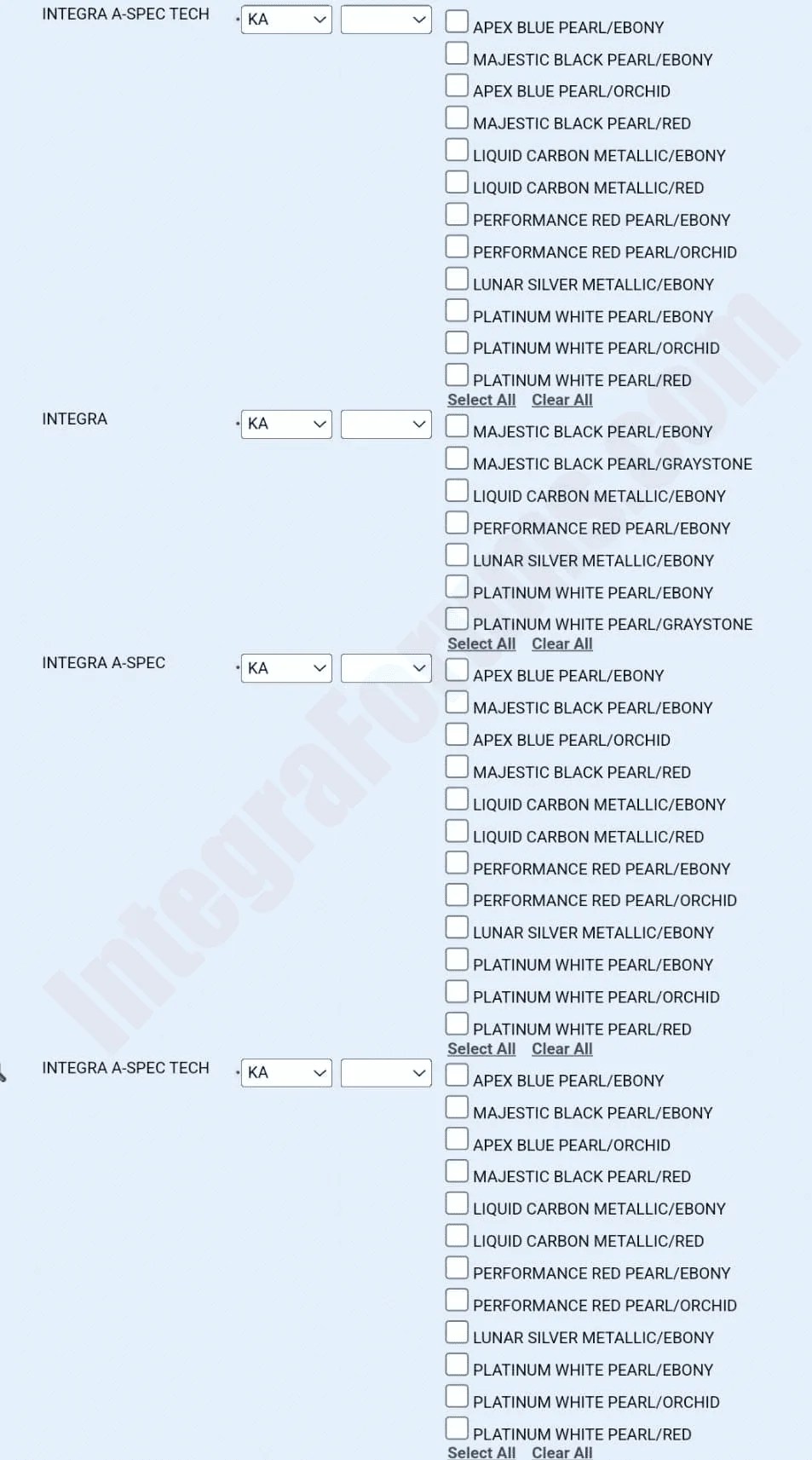 Leaked: 2023 integra color options per trim