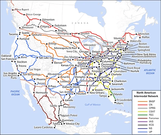 Rail Lines Map Of Us Na Intermodal Map 1 