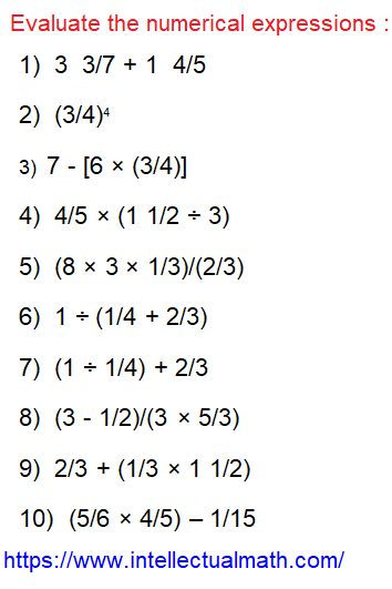 Evaluating numerical expressions worksheet