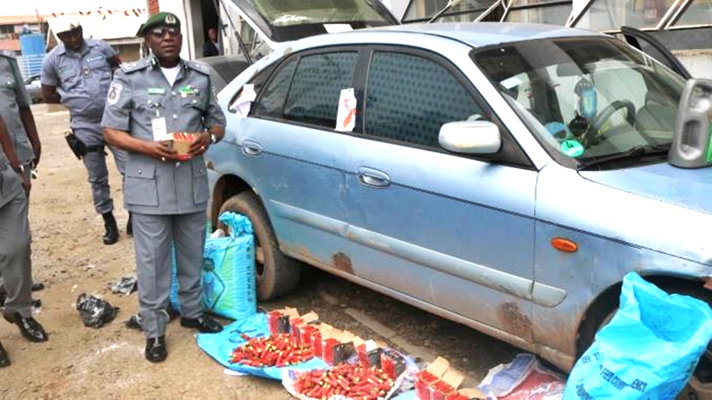 Nigeria Customs intercept Bullets Hidden In Bags Of Garri