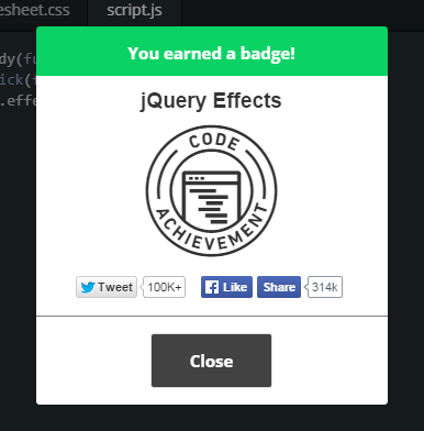 A badge earned from Codeacademy