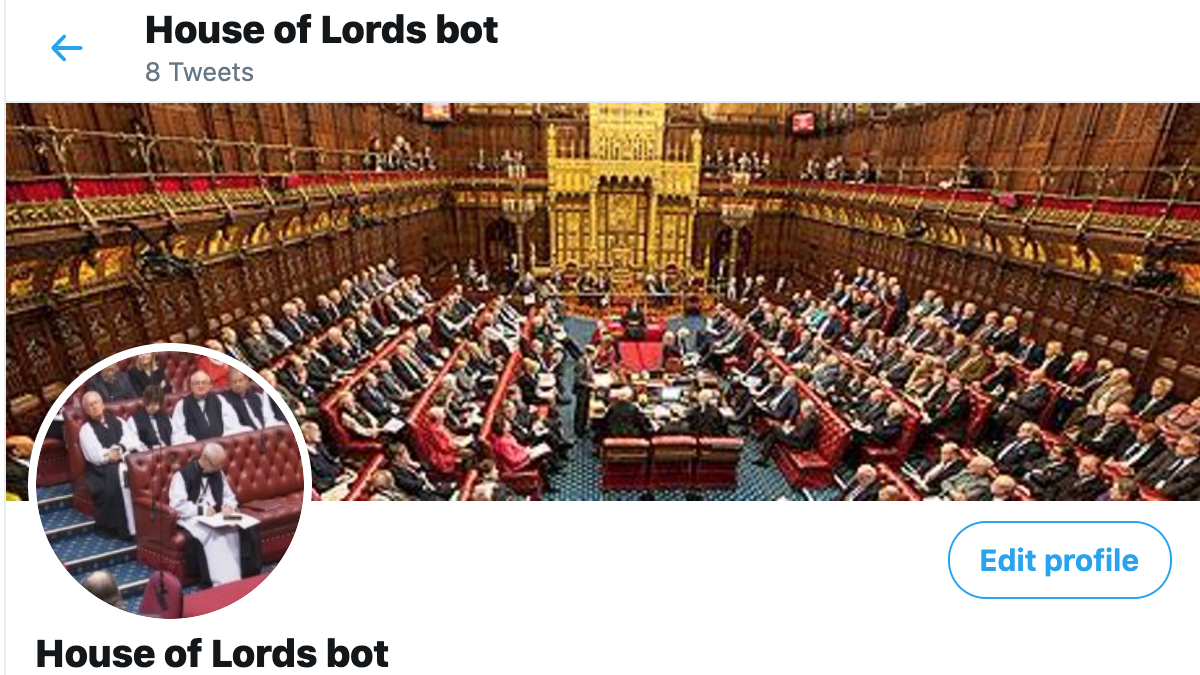 I built a House of Lords Twitter bot