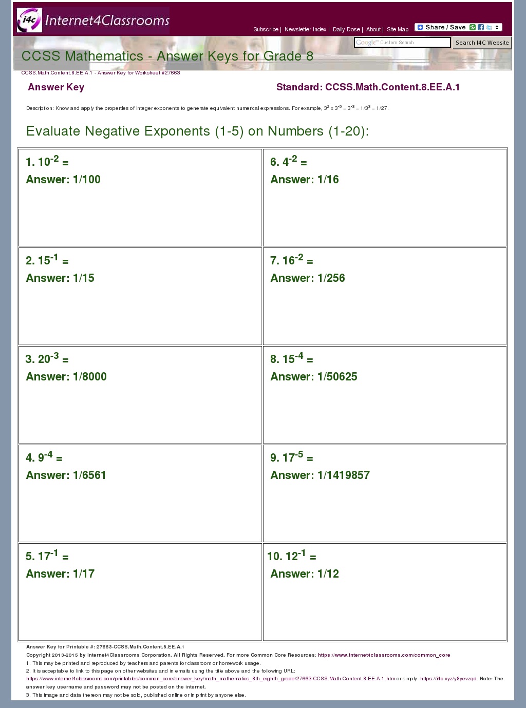 answer key download worksheet 27663 ccssmathcontent8eea1