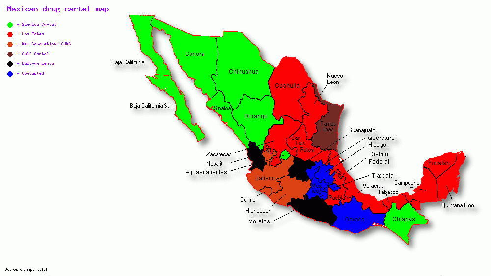 Map of mexican drug cartels