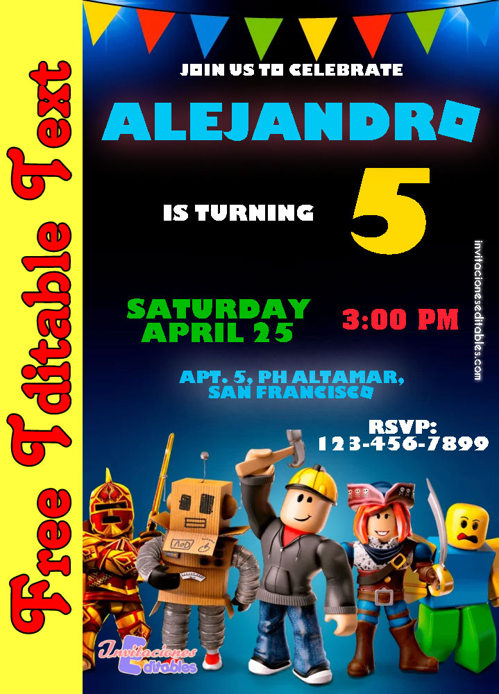 Free Editable Template Roblox Invitation 01 2026 Free Editable Roblox Invitation 01 
